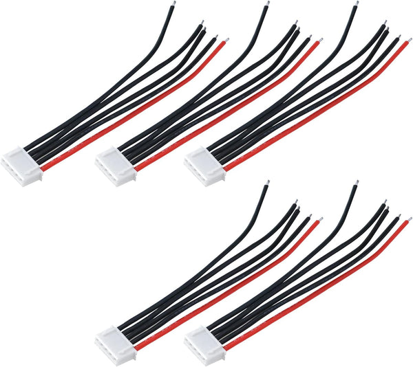 Antrader 4S Battery Balance Charger Silicone Wire Extension Cable for Li-Po Batteries, 14.8V, 5pcs, 3.9-inch