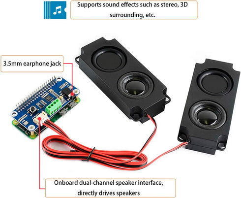 WM8960 Hi-Fi Sound Card HAT for Raspberry Pi 4B/3B+/3B/2B/B+/A+/Zero, Stereo CODEC Play/Record