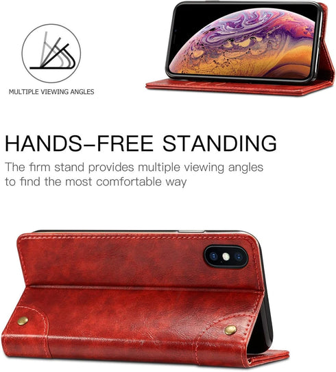 SINIANL iPhone XR Case, Leather Wallet Folio Book Design Flip Cover with Stand and ID Slot for iPhone XR