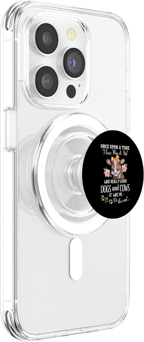 Once Upon A Time There Was A Girl Loved Dogs & Cows PopSockets PopGrip for MagSafe