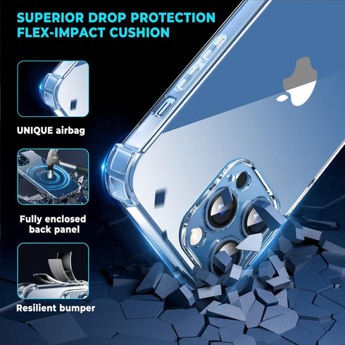 ORIbox iPhone 12 Case Clear, with 4 Corners Shockproof Protection for iPhone 12/12 Pro (Clear)
