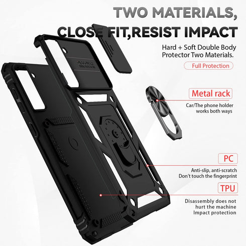 Samsung Galaxy S21 Case with Dual Layer Military-Grade Protection, Kickstand, HD Screen Protector, Black