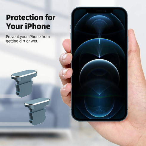 2 Pack Anti Dust Plugs for iPhone - 8 Pin Dust Cover with Mini Storage Box for iPhone Models