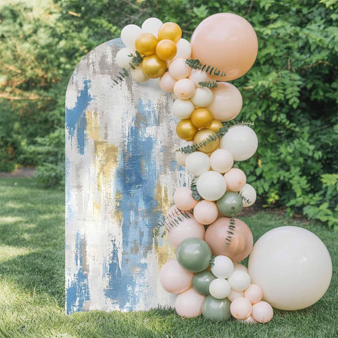 Jnbasdffb 6 Blue Gray Ombre Wedding Arch Cover, Stretchy Spandex Arch Backdrop Stand Covers FT, Vintage Abstract Art
