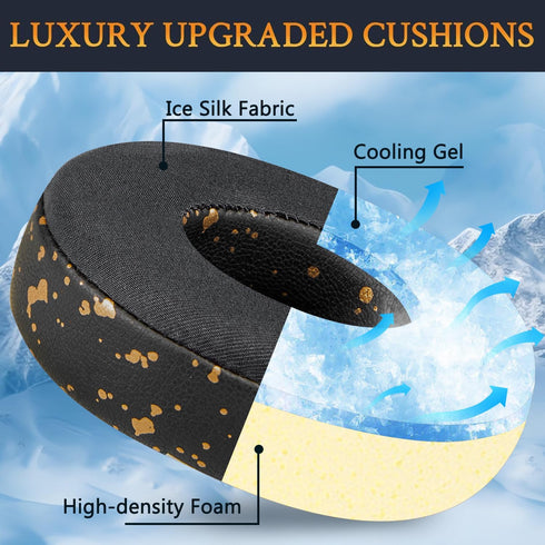 SoloWIT Cooling Gel Replacement Ear Pads for Beats Solo 2 & Solo 3 Wireless Headphones, Black Gold, High-Density Foam