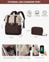 LOVEVOOK Laptop Backpack for Women, 15.6 Inch Work Bag with USB Port, 2PCS, Apricot-Coffee