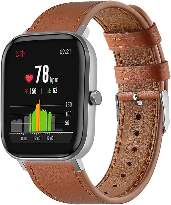 FitTurn Leather WatchBand for Cubitt CT4/CT2 Pro GPS Smart Watch, Replacement Sport Wrist Strap with Stainless Metal