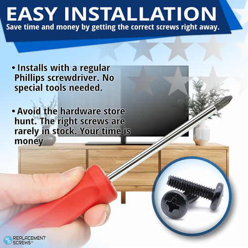 ReplacementScrews 6003-001334 (M4XL14) Set 4 TV Stand Screws Compatible with Samsung