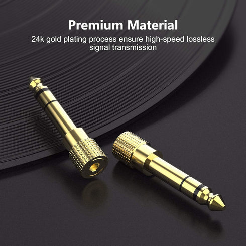 6.35mm (1/4 inch) Male to 3.5mm (1/8 inch) Female Stereo Audio Adapter Converter for Guitar Headphones, Gold Plated 4
