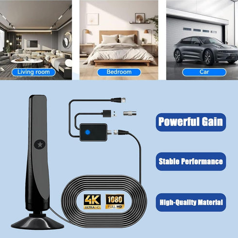 Generic 4K,1080P (1Pc) TV Antenna, HD Digital Antenna/Signal Booster with Crisp HDTV Display Remote, Indoor Wave Beam