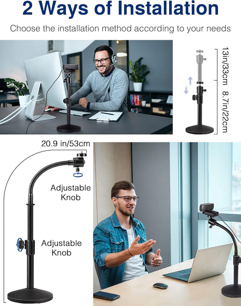 Puroma Webcam Stand - Goose-Neck Mount Stand for Logitech Webcam C922, C930e, C920S, C920, C615 with 1/4" Thread