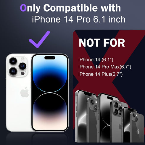 DEERLAMN for iPhone 14 Pro Case with Slide Camera Cover+Screen Protector(1 Pack),Rotated Ring Kickstand Military Grade Shockproof Protective Cover 6.1 Inch-Black