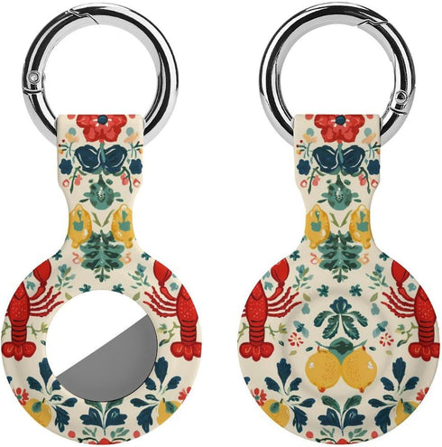 Generic Vintage Lobster Floral Case Compatible with Airtag Holder Keyrings Keychains for Keys Luggage Bags