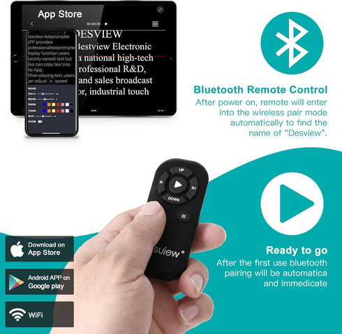 Bluetooth Remote Control for Teleprompter Compatible ONLY with Desview Teleprompters Battery Not Included