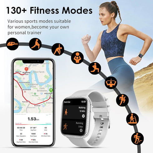Smart Watch for Women, 1.75" AMOLED Fitness Tracker, Answer/Make Call, Heart Rate Sleep Monitor, 130+ Sports Mode, IP68
