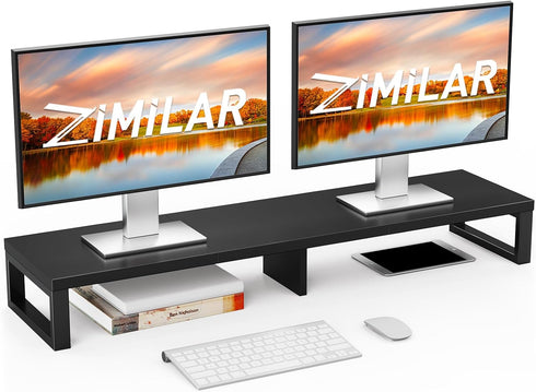 Zimilar Dual Monitor Stand Riser, Large Monitor Stand for Desk, Wood Monitor