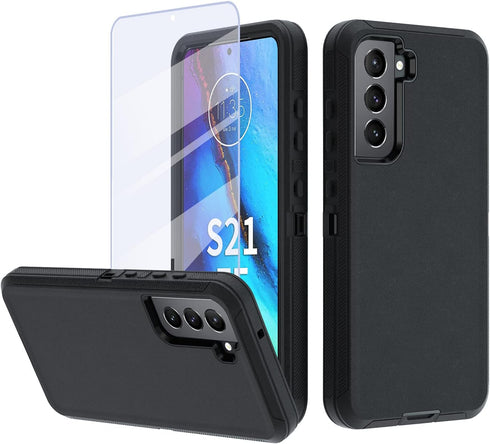 Samsung Galaxy S21 FE 5G Case - Heavy Duty, Military Grade, Shockproof, Dropproof, Dust-Proof (Black)