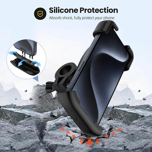 Bike Phone Holder, Motorcycle Phone Mount 360° Rotatable for iPhone 15 Pro Max/Plus, Galaxy S24 Ultra, 4.7"-7.3" Phones