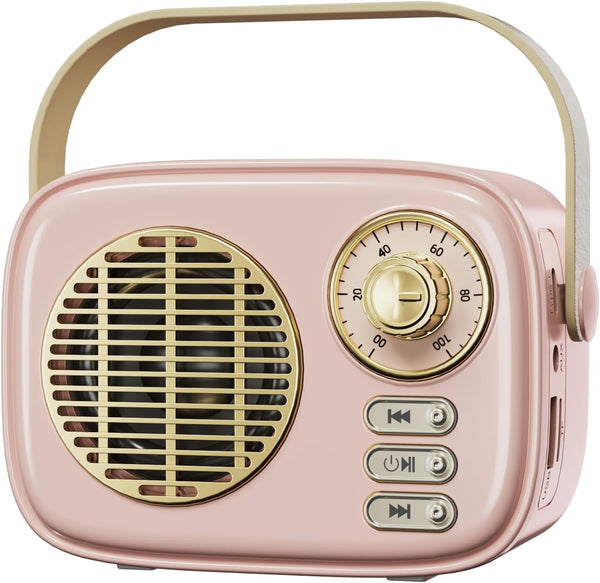 aipidmaga Retro Bluetooth Speaker,Vintage Decor,Mini Wireless Bluetooth Speaker,Gifts for Teenage Girls Women,Pink Cute