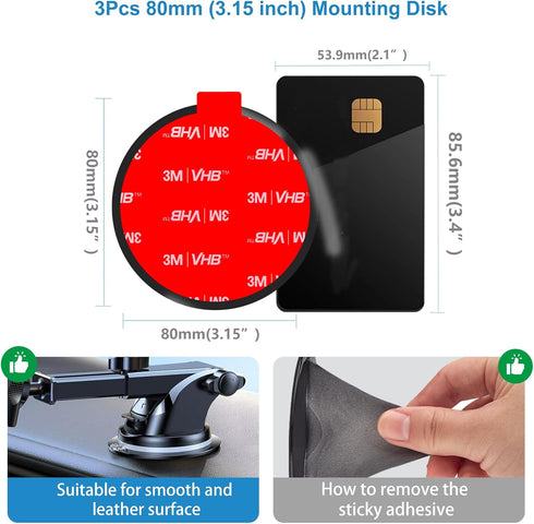 ILKCC 3Pcs 3.15" Dashboard Pad Mounting Disk for Suction Cup Phone Mount, Ultra Sticky Heat-resistant Replacement Disc