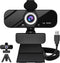 GOZVRPU 1080P HD Webcam with Built-in Microphone, Rotatable Tripod, Wide-Angle Lens,Privacy Cover, Auto