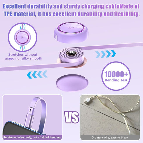 HianDier 3FT USB C to iPhone Cable, Retractable 27W Fast Charging Data Sync Cord for iPhone 14/13/12/11 Pro Max