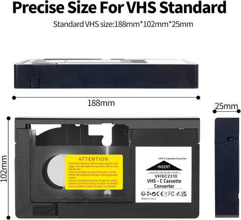 VHS-C Cassette Adapter, Compatible with VHS-C SVHS Camcorders JVC RCA Panasonic Motorized