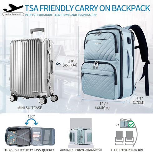 EMPSIGN Travel Backpack for Women, Large Carry On Airline Approved Personal Item Bag, 17 inch TSA Friendly Laptop