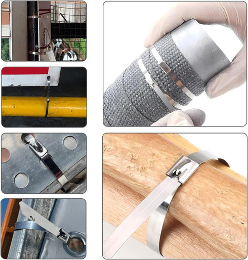 25 PCS Heavy Duty Zip Ties, 10 Inch Outdoor Cable Ties, 304 Stainless Steel for Home Improvement, Machinery, Vehicles