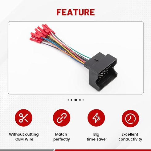 RED WOLF Car Stereo Wiring Harness for Volkswagen 2004-2015, BMW 3/5, Audi 2002-2010 Aftermarket Install