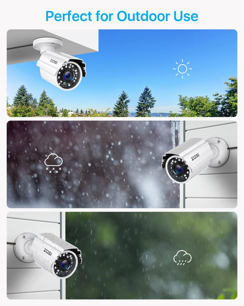 ZOSI 1080P HD 1920TVL Hybrid 4-in-1 CCTV Security Camera - 80ft Night Vision, 2MP Weatherproof Aluminum Bullet