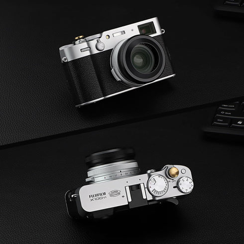 Haoge LH-X51B 2in1 All Metal Ultra-Thin Lens Hood with Adapter Ring Set for Fuji X100VI & FinePix X100V Black