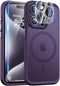 BossKiss Ultra Strong Magnetic iPhone 15 Pro Case, Slim Translucent Matte, Deep Purple, with Glass Screen & Camera