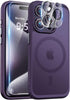 BossKiss Ultra Strong Magnetic iPhone 15 Pro Case, Slim Translucent Matte, Deep Purple, with Glass Screen & Camera