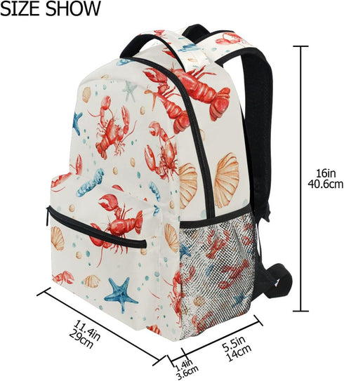 Krafig Backpacks Backpack Daypack Watercolor Cute Lobsters Boys Girls Kids School Bookbag, School Bag Travel