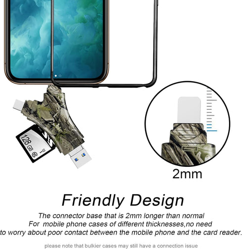 4 in 1 Micro SD Card Reader for iPhone/iPad/Android/Mac/Computer/Camera, Portable SD Card Adapter for SD and TF Cards