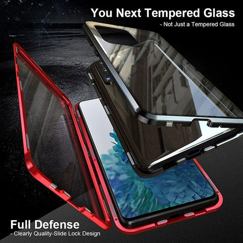 QUIETIP Compatible Case for Samsung Galaxy S20 FE, Magnetic Metal Clear Glass Case, Thin Body, Purple