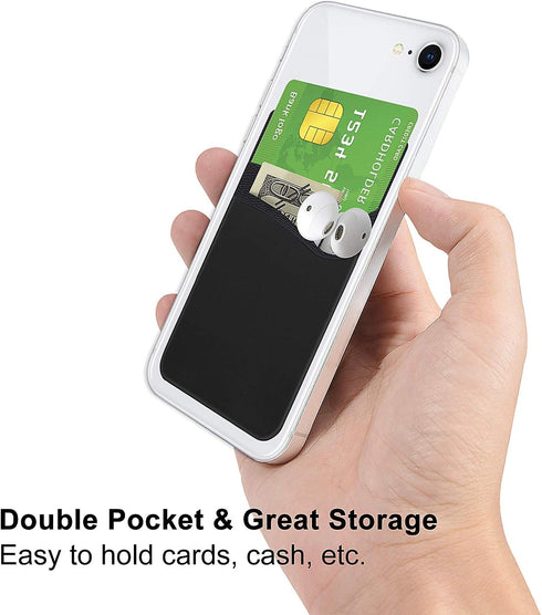 Senose Silicone Adhesive Stick-on Phone Wallet, Card Holder Pouch Sleeve for iPhone Samsung Galaxy, Pack of 3