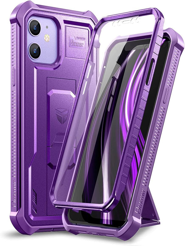 Dexnor iPhone 12 & 12 Pro Case, Built-in Screen Protector and Kickstand, Heavy Duty Military Grade Shockproof Cover,