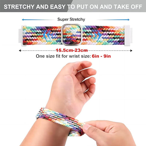 3 Pack Braided Nylon Adjustable Replacement Bands for SKG V7 Pro/ENOMIR/Tensky Smartwatch for Women Men