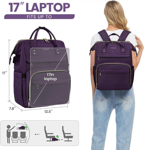 Backpack Women,17 Inch Backpack Backpack,Waterproof Pack LOVEVOOK Laptop for Professional Womens Travel Purse Computer