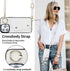 LUVI iPhone 15 Pro Wallet Case with Card Holder, Crossbody Neck Strap, Lanyard, Wrist Strap, White PU Leather Flip