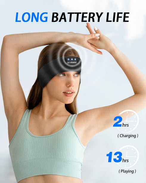 LC-dolida Bluetooth Headband Sleep Headphones, Wireless Sports Headsets for Side Sleepers, Travel, Yoga