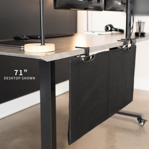VIVO 30 Inch Clamp-on Privacy and Cable Management Organizer Sleeve, Wire Hider Kit Panel System, Desk Skirt (Black)