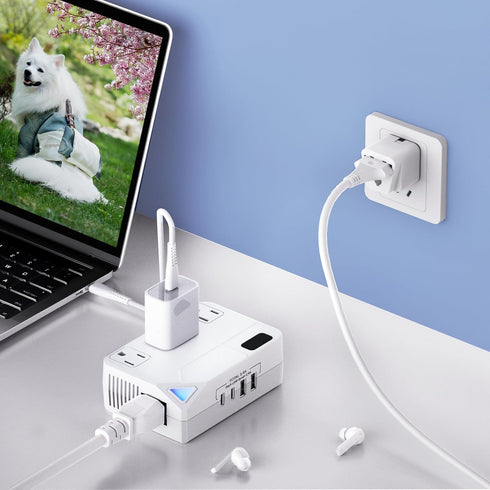 WAUDM 250W 2 2 220V 110V 100V-240V Countries Conversion Plug, International Travel Converter with USB and USB-C Ports