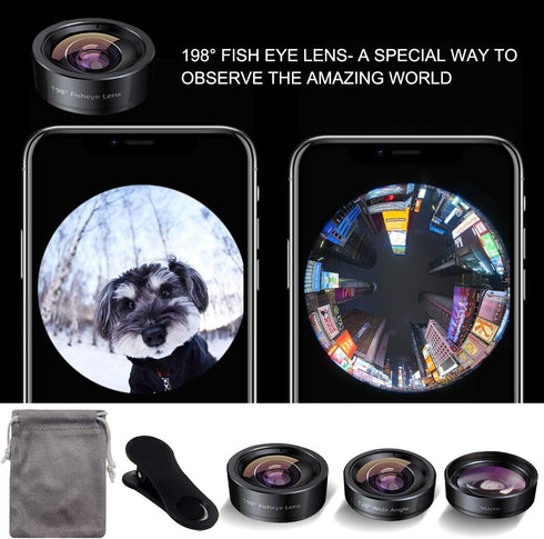 KEYWING 3 1 198 120 20x 3in1 Phone Camera Lens in Phone Lens Kit, Fisheye Lens + Super Wide-Angle Lens + Macro Lens