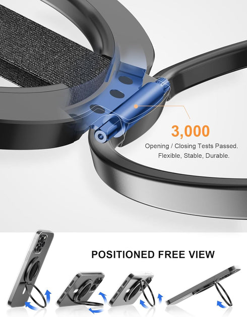 EWA MagOne Ultra Phone Grip Stand with Replaceable Elastic Finger Loop, Removable Magnetic Ring Holder