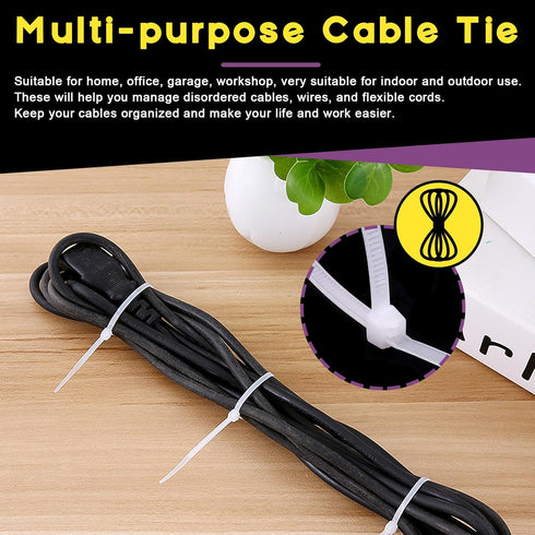 Swpeet 480Pcs Self-Locking Cable Zip Tie Set, Black & White with Saddle Type Mounts and Screws for Wire Organization
