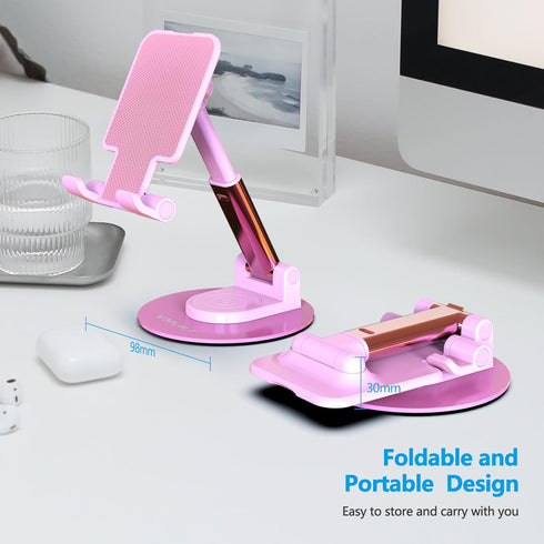 YXLILI 360 iPhone14/13/12/11 Tablet(4-9.7in)-Pink Foldable Phone Stand Adjustable Angle Height Cell Phone Holder
