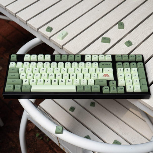mintcaps Matcha Green PBT Keycaps Set 124 Keys Custom Cute XDA Profile Dye-Sublimation for 60% 65% 70% 75% 100%